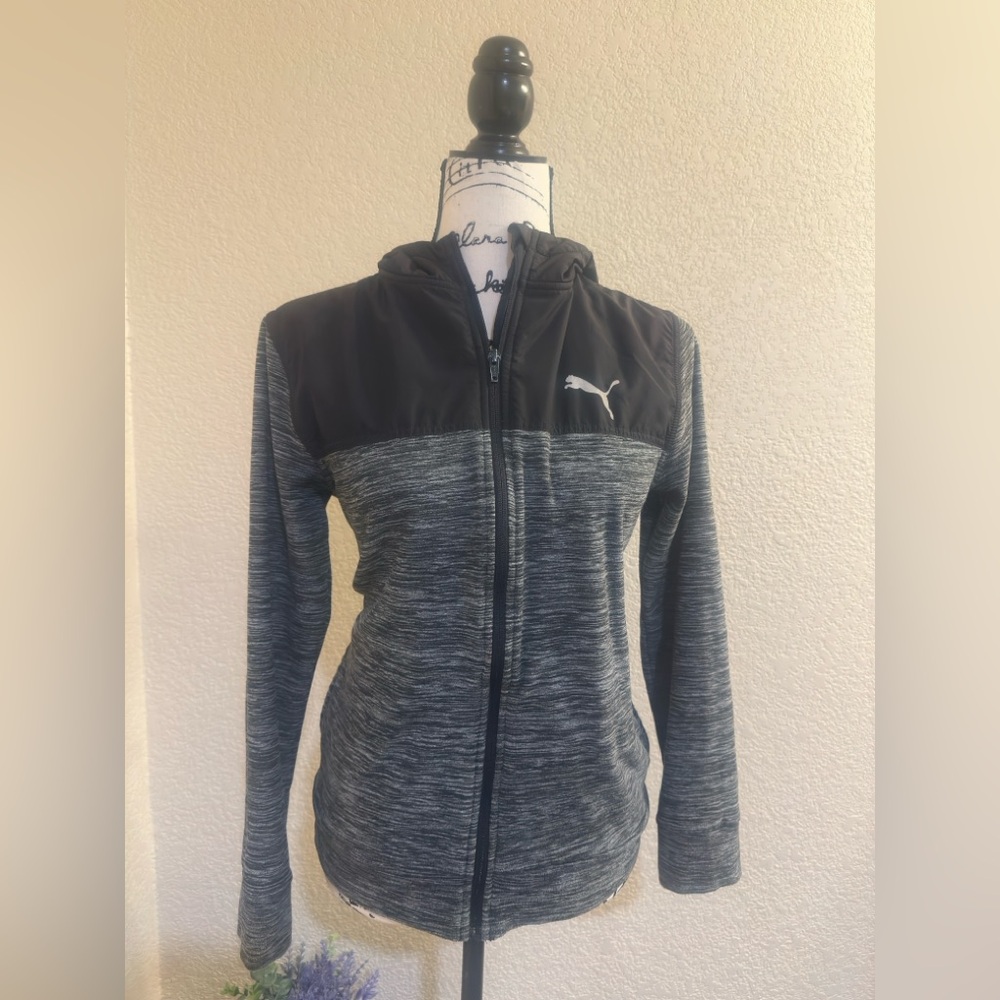 2/$30 PUMA Space Dye Full Zip Jacket - Grey & Black - Women’s S/M or Kids 14/16